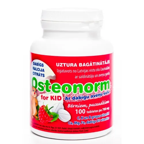 OSTEONORM For Kids 700 mg tabletes ar aveņu garšu, 100 gab.