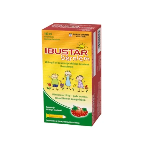 IBUSTAR bērniem 200mg/5ml suspensija, 100 ml