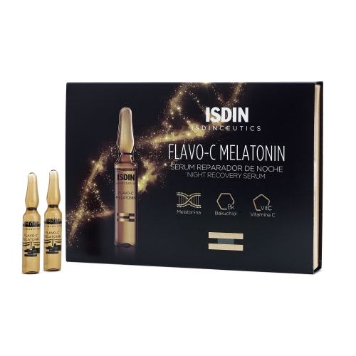 ISDIN Flavo-C nakts ampulas ar melatonīnu, 10 gab
