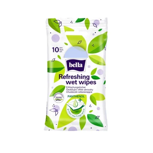 BELLA mitrās salvetes ar zaļo tēju, 10 gab.