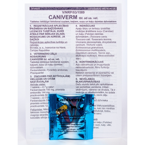 CANIVERM 0.7G TABLETES N1 SUŅIEM/KAĶIEM