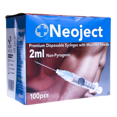 NEOJECT syringe 2/3 ml + adata 23 g, 100 gab.
