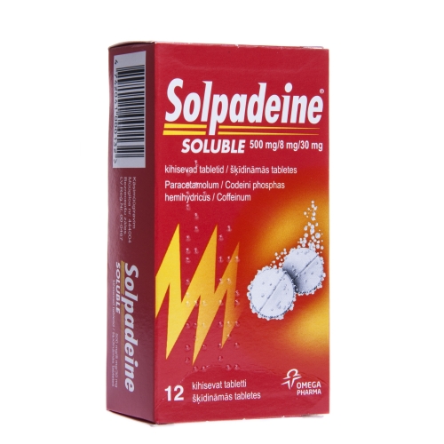 SOLPADEINE SOLUBLE 500MG/8MG/30MG ŠĶĪDINĀMĀS TABLETES N12