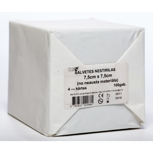 SALVETES NEAUSTAS NESTERILAS 7.5X7.5CM N100 (OLKO)