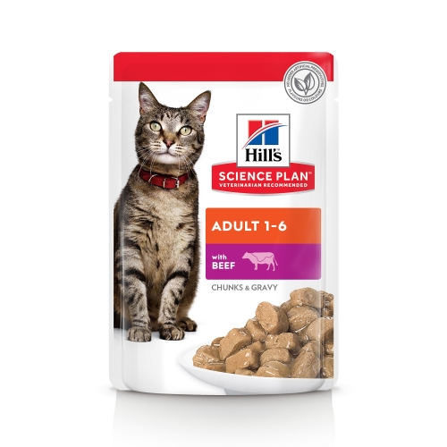Hills kaķu mitrā barība paciņā liellops 85g N12