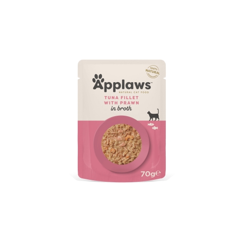 Applaws kaķu mitrā barība paciņā tuncis/garneles buljonā 70g