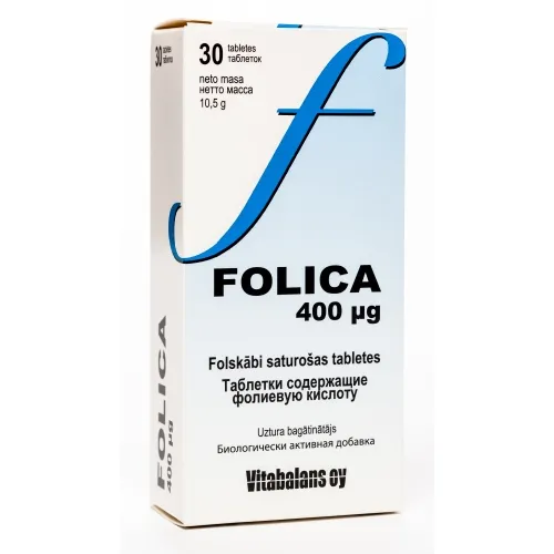 Folica 400 mkg tabletes, 30 gab