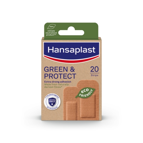 HANSAPLAST GREEN & PROTECT ilgtspējīgi brūču plāksteri, 20 plāksteri