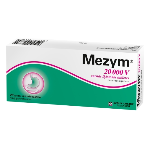 MEZYM 20000 V tabletes, 20 gab.