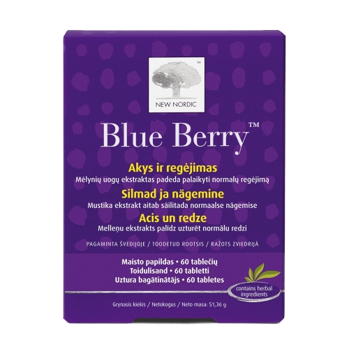 NEW NORDIC Blue Berry tabletes, 60 gab.