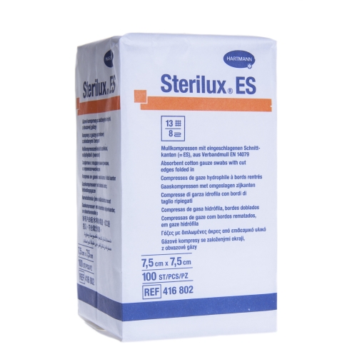 STERILUX ES marles salvete (7.5 x 7.5 cm), 100 gab