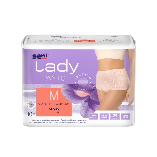 SENI LADY PANTS uzsūcoša apakšveļa sievietēm, M izmērs, 10 gab.