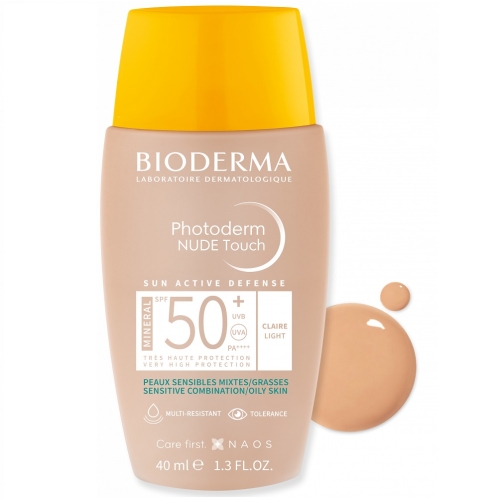 BIODERMA Photoderm NUDE Touch SPF50+ gaiši tonēts saules aizsarglīdzek