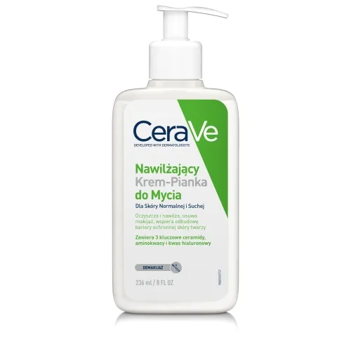 CERAVE mitrinošas krēmputas normālai un sausai sejas ādai, 236 ml