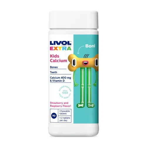 LIVOL Extra Kids Calcium tabletes, 90 gab.