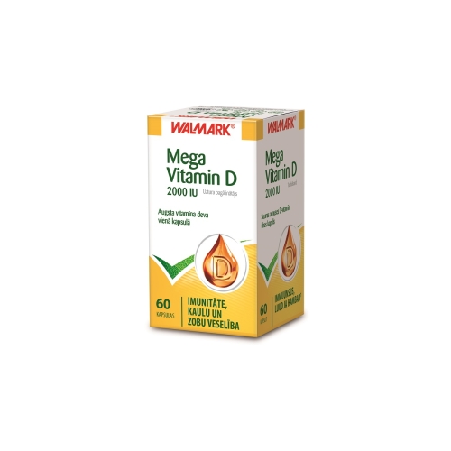 WALMARK Mega D3 vitamīns (2000 IU) kapsulas, 60 gab.