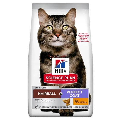 Hills kaķu sausā barība Hairball Indoor + Perfect Coat vista 1,5kg