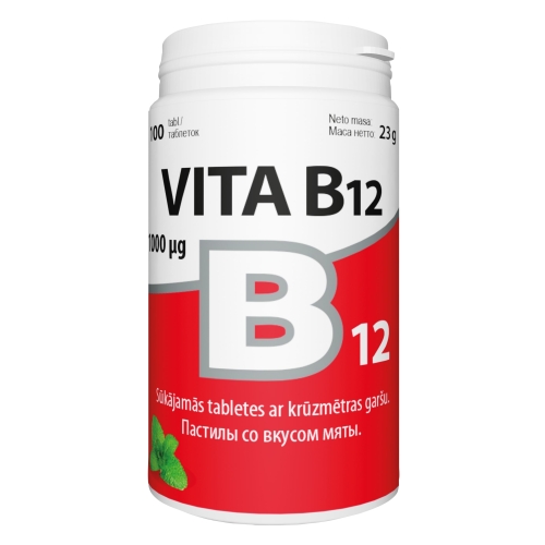 VITA B12 1000 mcg tabletes, 100 gab.