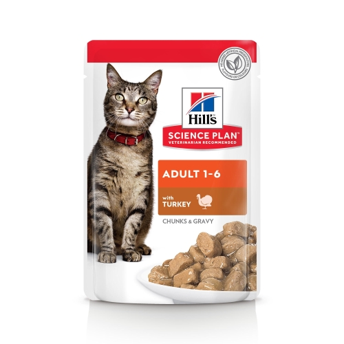 Hills kaķu mitrā barība paciņā tītars 85g N12