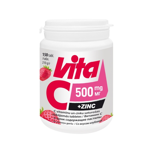 VITA C 500 mg + Zinc tabletes, 150 gab