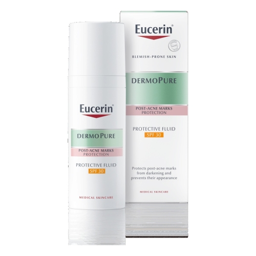 'EUCERIN DERMOPURE aizsargājošs fluīds ar SPF30 ādas aizsardzībai no aknes radītām ādas nepilnībām , 50 ml