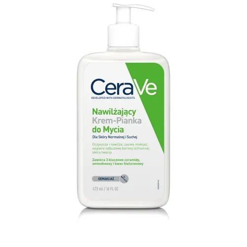 CERAVE mitrinošas krēmputas normālai un sausai sejas ādai, 473 ml