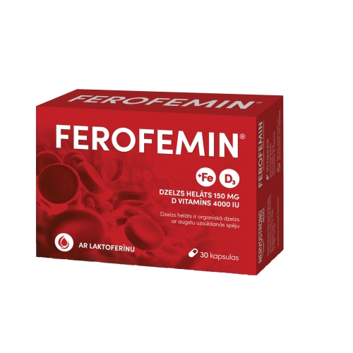 FEROFEMIN ar D vitamīnu kapsulas, 30 gab.