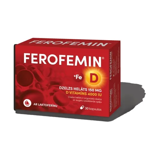 FEROFEMIN ar D vitamīnu kapsulas, 30 gab.