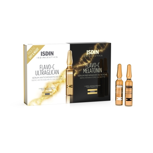 ISDIN Flavo-C ampulas dienas & nakts, 2 ml, 2 gab + 2  gab
