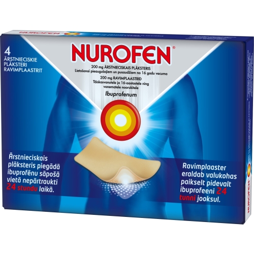 NUROFEN 200 mg ārstniecisks plāksteris, 4 gab.