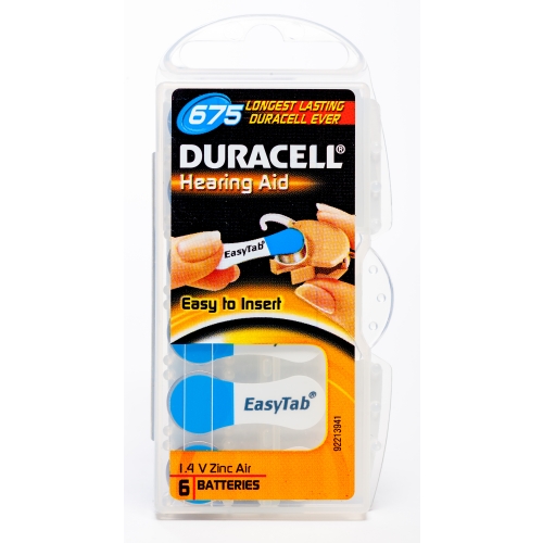 DURACELL baterijas dzirdes aparātiem (DA675), 6 gab