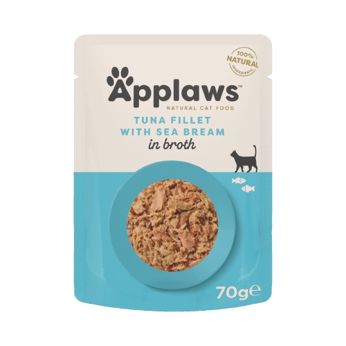 Applaws kaķu mitrā barība paciņā tuncis/karūsa buljonā 70g