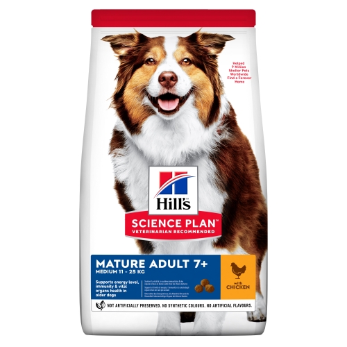 Hills suņu sausā barība Mature 7+ vidējām šķirnēm vista 2,5kg