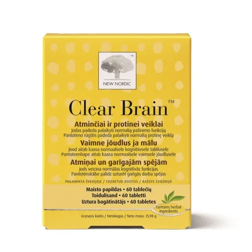 NEW NORDIC Clear Brain tabletes, 60 gab.