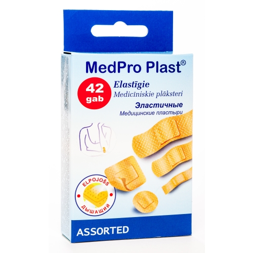 PLĀKSTERI MEDPRO PLAST ASORTI N42 ELASTĪGI