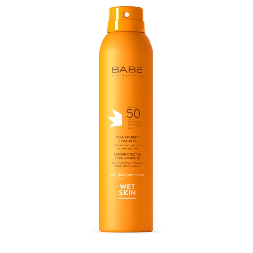 BABĒ Sun SPF 50 caurspīdīgs saules aizsarglīdzeklis mitrai ādai, 200ml