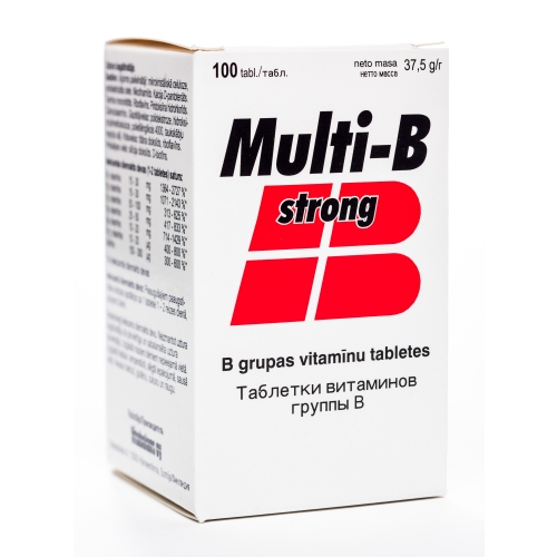 MULTI B STRONG, 100 tabletes B grupas vitamīni.