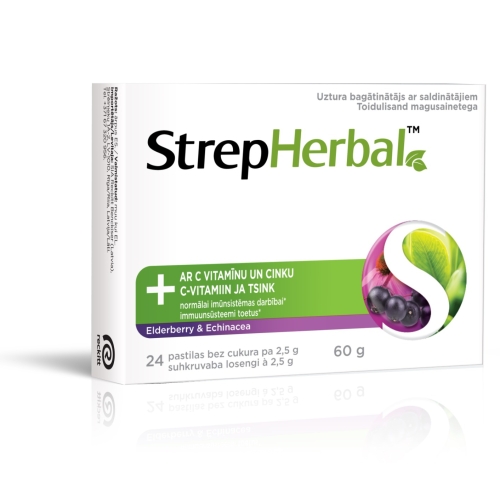 STREPHERBAL Elderberry & Echinacea sūkājamās tabletes N24