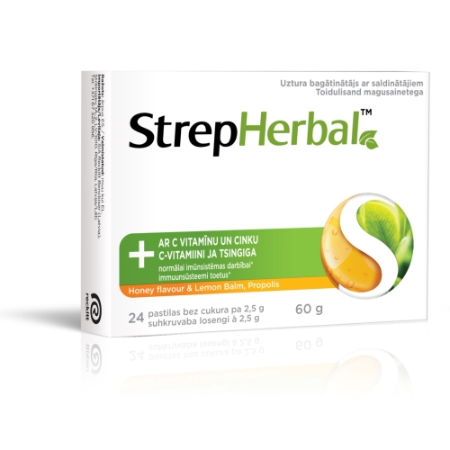 STREPHERBAL Honey & Lemon, Propolis sūkājamās tabletes N24