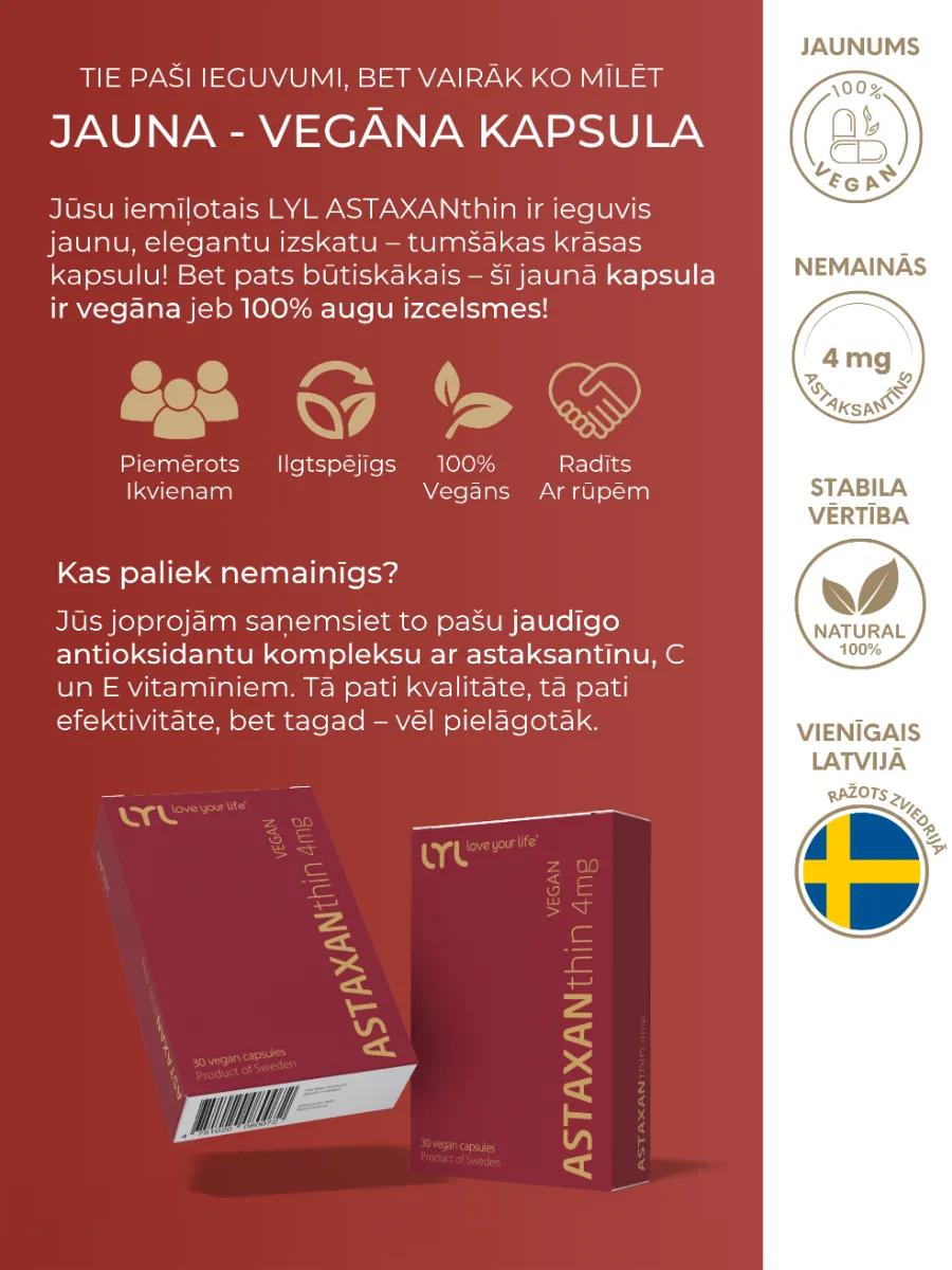 LYL ASTAXANthin, 30 kapsulas - Produkta attēls 4