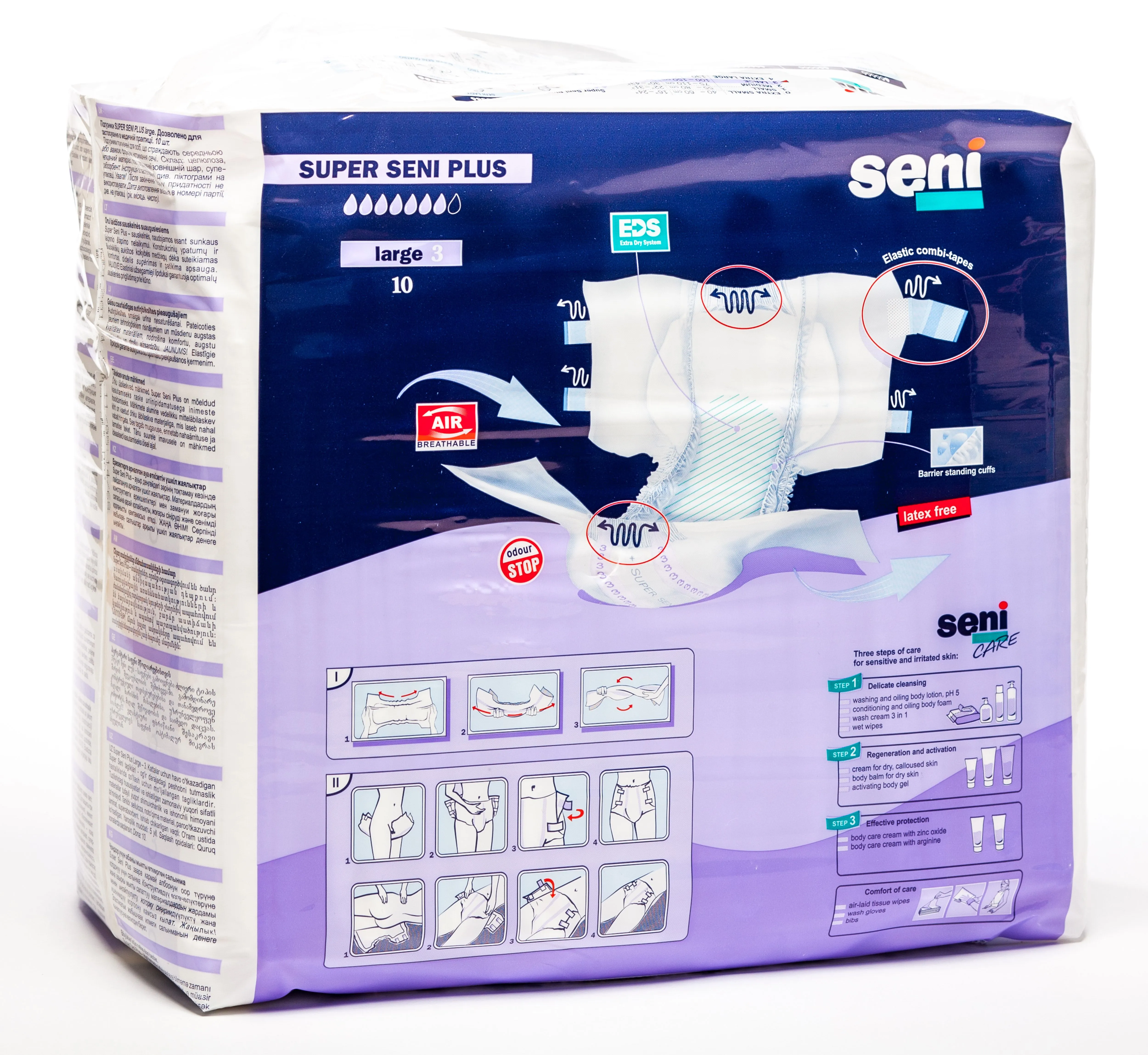 SENI SUPER PLUS autiņbikses pieaugušajiem, L izmērs (100-150 cm), 10 g - Produkta attēls 2