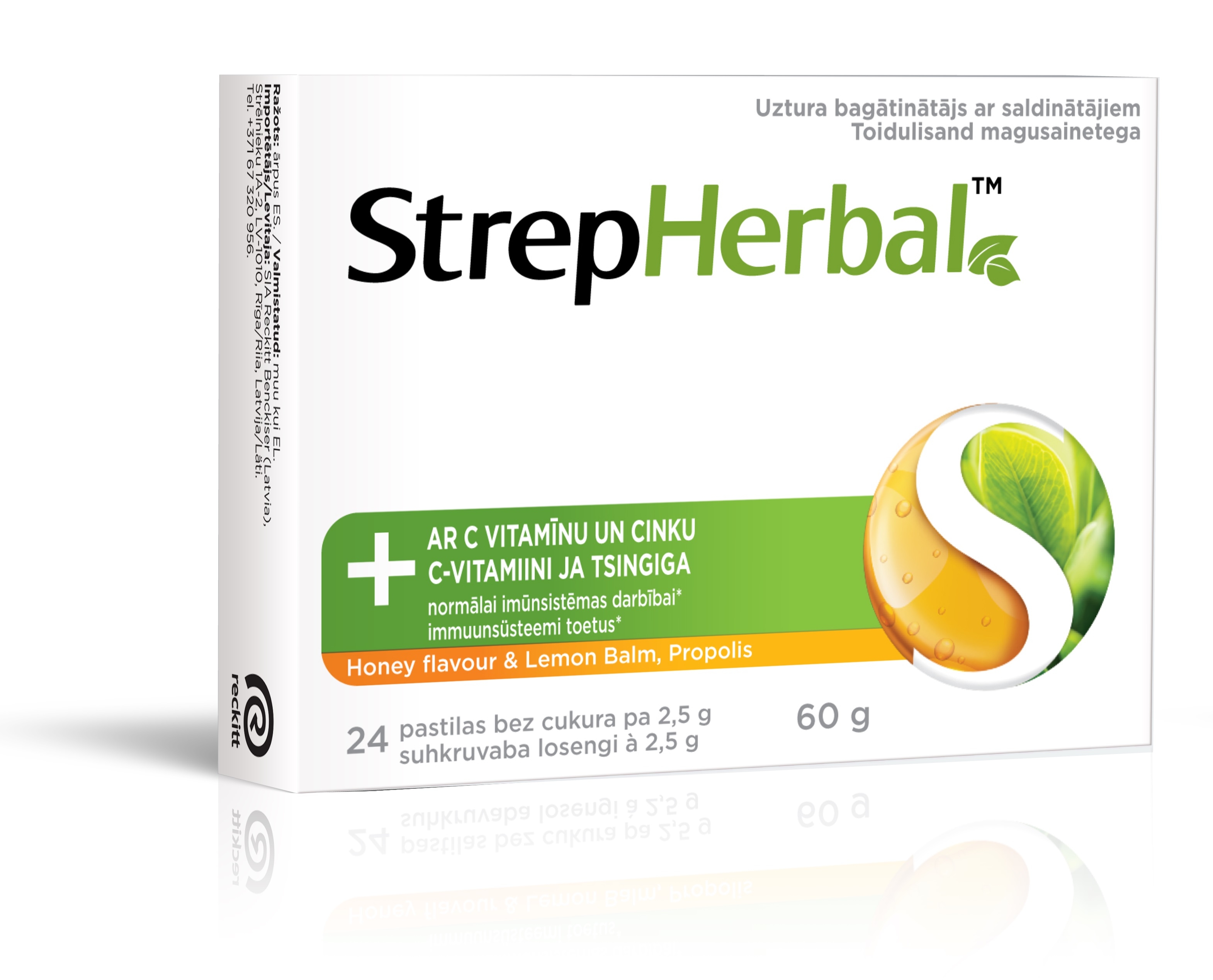 STREPHERBAL Honey & Lemon, Propolis sūkājamās tabletes N24