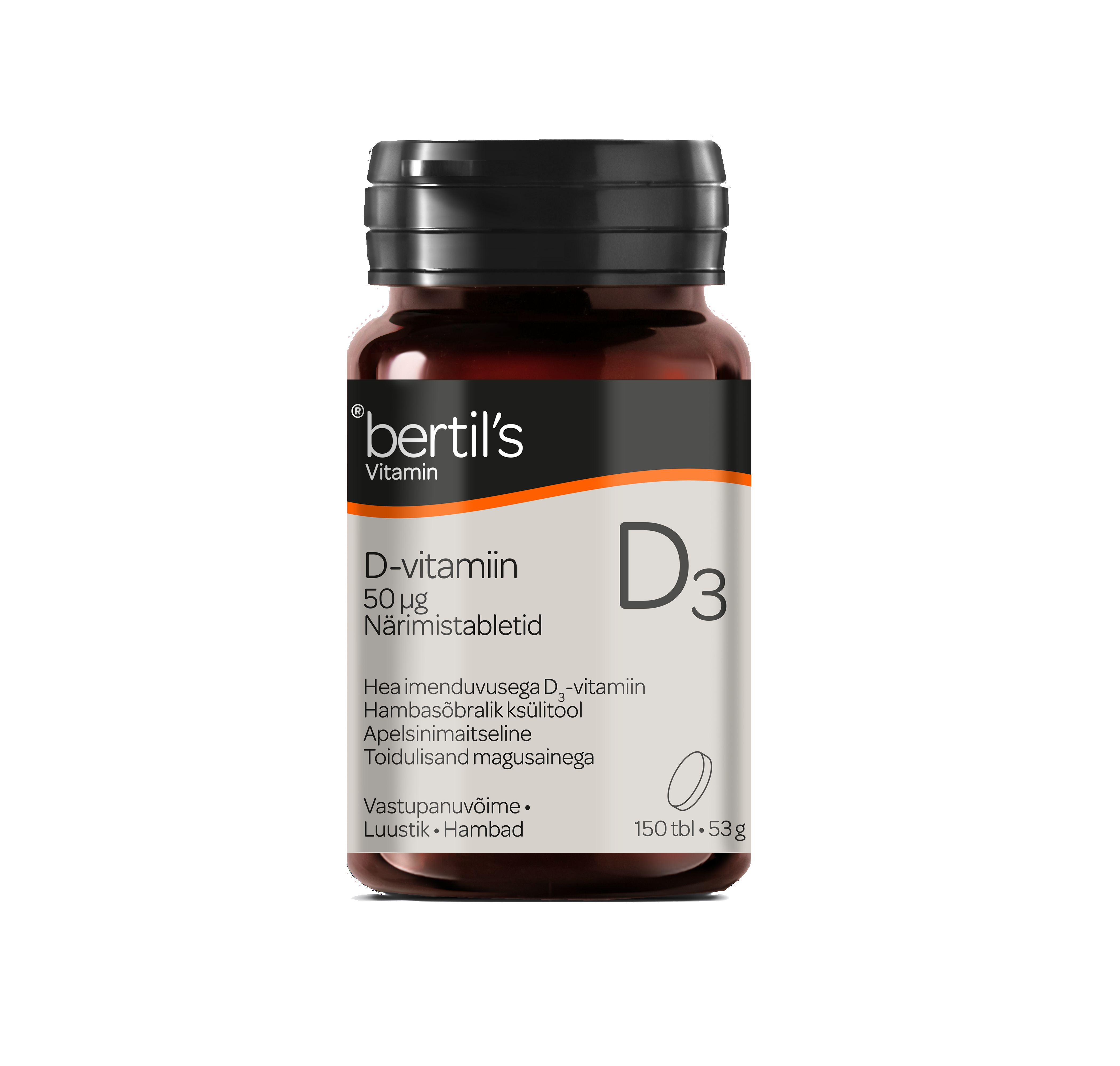 BERTIL'S VITAMIN D3 50MCG KOŠL.TBL N150 - Produkta attēls 2