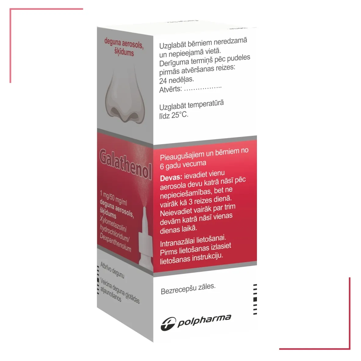 GALATHENAL 1 mg/ 50 mg/ ml deguna aerosols, 10 ml - Produkta attēls 2