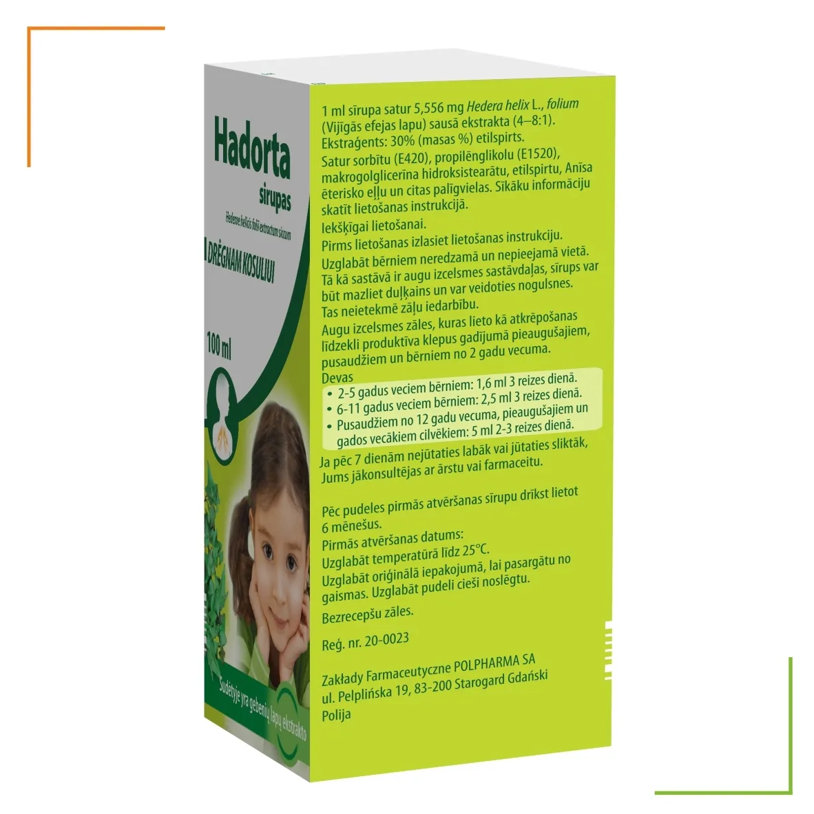 HADORTA SĪRUPS 27,78 MG/5 ML 100ML - Produkta attēls 2