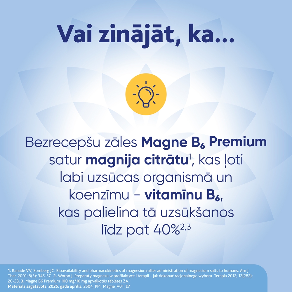 MAGNE-B6 Premium 100 mg/ 10 mg apvalkotās tabletes, 60 gab. - Produkta attēls 4