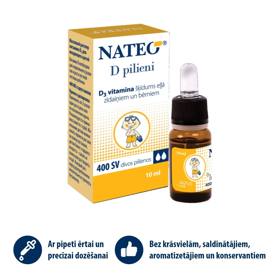 NATEO D pilieni bērniem, 10 ml - Produkta attēls 2