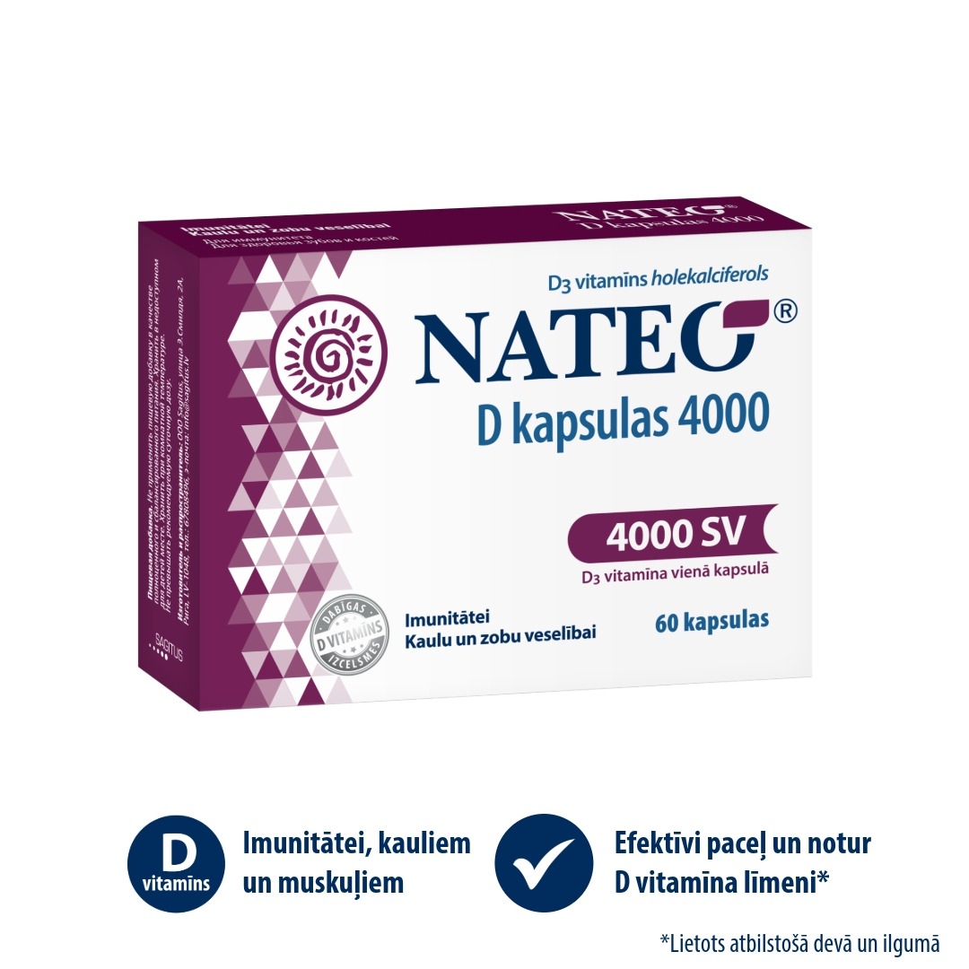 NATEO D 4000 kapsulas, 60 gab. - Produkta attēls 2