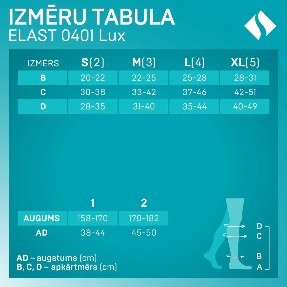 TONUS ELAST 0401 LUX vēnu zeķes pusgarās (18-21 mm) 2.aug. NR.4 (karameļu krāsa) - Produkta attēls 2
