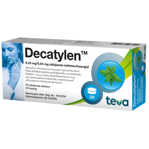 Product image of DECATYLEN 0.25mg/0.03mg sūkājamās tabletes, 20 gab.